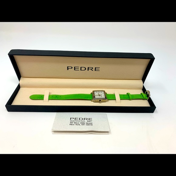 Pedre Thin Green Suede Leather Wristwatch